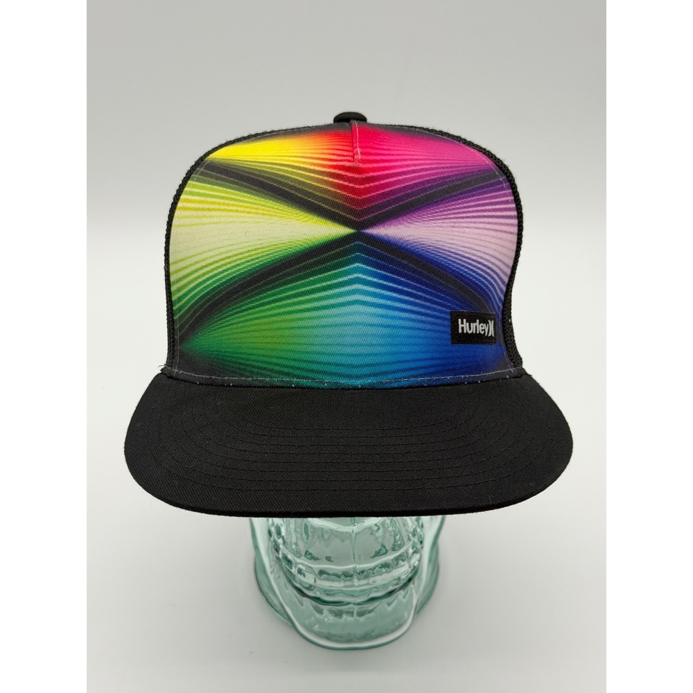 Hurley Mens Rainbow Prism Trucker Hat Black Mesh Snapback Cap MASCBRD Fall 2012